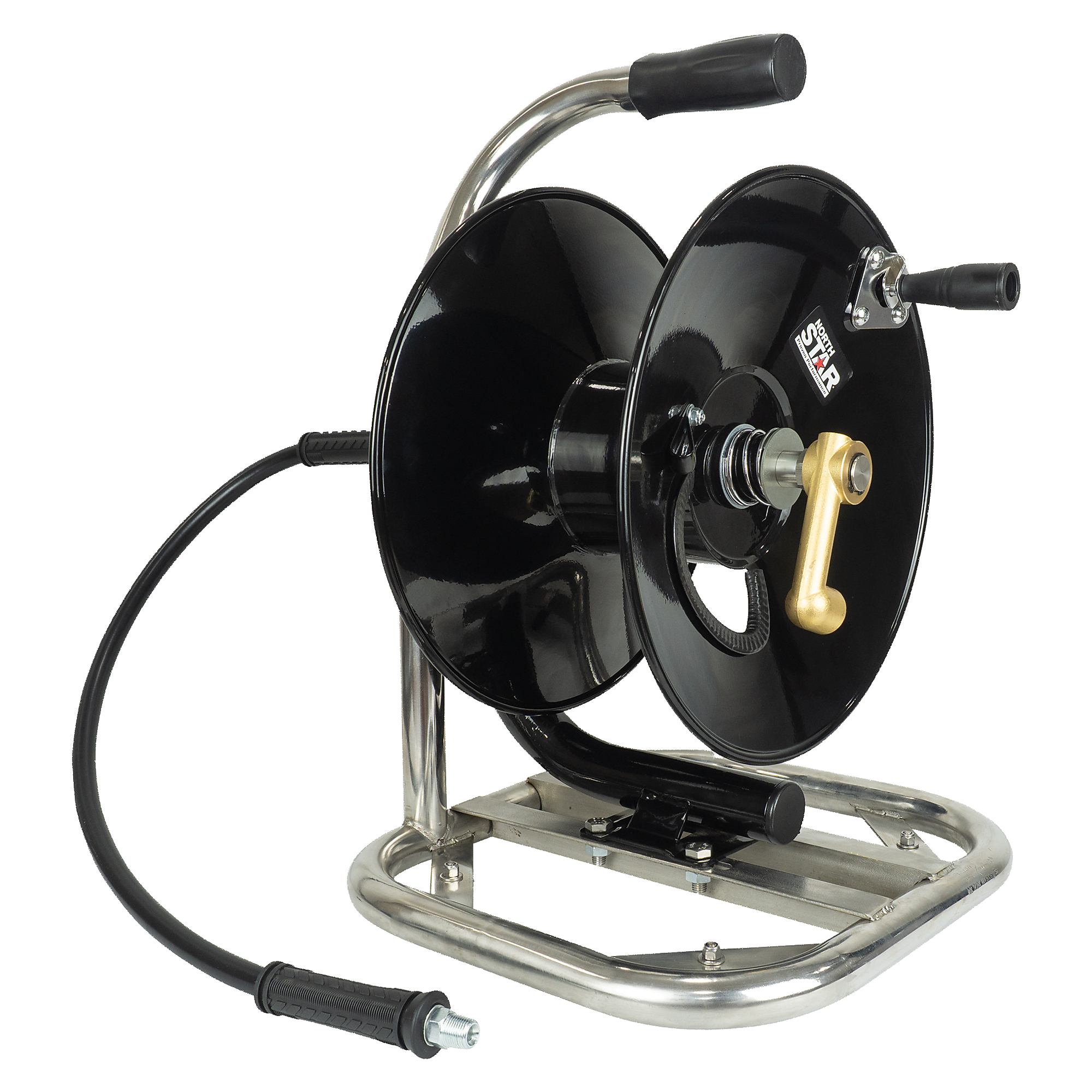 NorthStar Pressure Washer Manual Hose Reel with Stand, Fits 100ft. x 3/8in. Hose